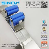 SINOR BF-9011-3 3-Slot SUS304 Stainless Steel Wall-Mounted Broom Holder And 4 Hook Organizer Rack - Image 5