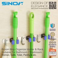 SINOR BF-9011-3 3-Slot SUS304 Stainless Steel Wall-Mounted Broom Holder And 4 Hook Organizer Rack - Image 4