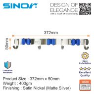 SINOR BF-9011-3 3-Slot SUS304 Stainless Steel Wall-Mounted Broom Holder And 4 Hook Organizer Rack - Image 3