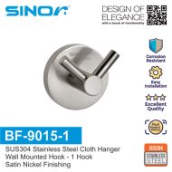 SINOR BF-9015-1 SUS304 Stainless Steel Wall-Mount Rack 1-Hock Multipurpose Solid Clothes Hanger 