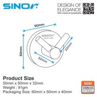 SINOR BF-9015-1 SUS304 Stainless Steel Wall-Mount Rack 1-Hock Multipurpose Solid Clothes Hanger  - Image 5
