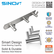 SINOR BF-9015-3 SUS 304 Stainless Steel Wall-Mount Rack 3-Hock Multipurpose Solid Clothes Hanger - Image 5