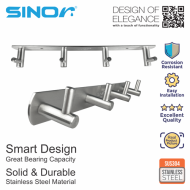 SINOR BF-9015-4 SUS 304 Stainless Steel Wall-Mount Rack 4-Hock Multipurpose Solid Clothes Hanger - Image 5
