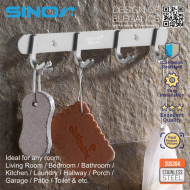 SINOR BF-9016-4 SUS 304 Stainless Steel Wall-Mount Rack 4-Hock Multipurpose Solid Clothes Hanger - Image 4