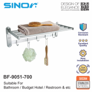 Sinor BF-9051-700 SUS304 Stainless Steel Wall Mounted Foldable Towel Rack - Image 4