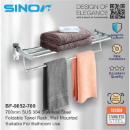 Sinor BF-9052-700 SUS304 Stainless Steel Wall Mounted Foldable Towel Rack - Image 3