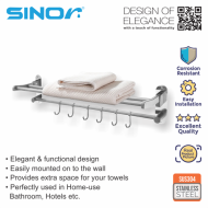Sinor BF-9053-700-GM SUS304 Stainless Steel Foldable Wall Mounted Towel Rack - Image 4