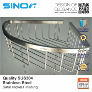 SINOR BF-9106-DC SUS304 Stainless Steel Bathroom Shower Shelf Bath Shampoo Double Corner Basket Wall Mounted - Image 4