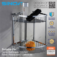 SINOR BF-9106-DC SUS304 Stainless Steel Bathroom Shower Shelf Bath Shampoo Double Corner Basket Wall Mounted - Image 3