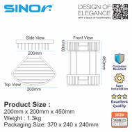 SINOR BF-9106-DC SUS304 Stainless Steel Bathroom Shower Shelf Bath Shampoo Double Corner Basket Wall Mounted - Image 6