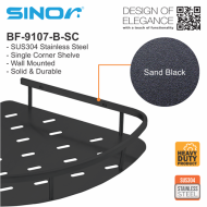 Sinor BF-9107-B-SC SUS304 Stainless Steel Single Corner Shelve - Image 5