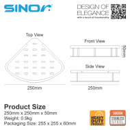 Sinor BF-9107-B-SC SUS304 Stainless Steel Single Corner Shelve - Image 6