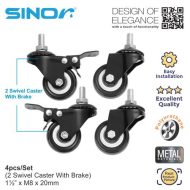 Sinor BF-ACC-WS20 Clothes Hanger Swivel Caster Wheel Set - Image 3