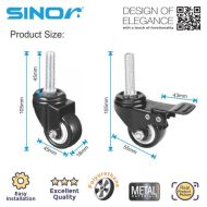 Sinor BF-ACC-WS45 Clothes Hanger Swivel Caster Wheel Set - Image 5