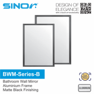 Sinor BWM-SERIES-B Aluminium Bathroom Wall Mirror Frame, Wall Mirror Frame Matte Black