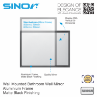Sinor BWM-SERIES-B Aluminium Bathroom Wall Mirror Frame, Wall Mirror Frame Matte Black - Image 3