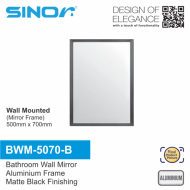 Sinor BWM-SERIES-B Aluminium Bathroom Wall Mirror Frame, Wall Mirror Frame Matte Black - Image 6