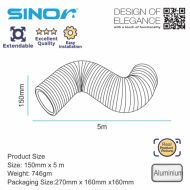 Sinor HOS-EH-6X5M Aluminium Exhaust Hose 6 inches (150mm x 5 meters) - Image 5