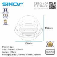 Sinor HOS-EHC-06 Stainless Steel Vent Cap - 6 inches (150mm) - Image 5