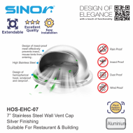 Sinor HOS-EHC-07 Stainless Steel Vent Cap - 7 inches (180mm) - Image 2