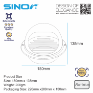 Sinor HOS-EHC-07 Stainless Steel Vent Cap - 7 inches (180mm) - Image 5