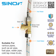 Sinor M-51 Brass Fitting 1/2" Male Tee - Image 2