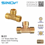 Sinor M-51 Brass Fitting 1/2" Male Tee - Image 4