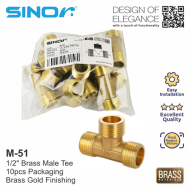 Sinor M-51 Brass Fitting 1/2" Male Tee - Image 3