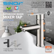 SINOR M-8310 Series SUS304 Stainless Steel Bathroom Basin Tap, Black & Satin Nickel Finishing Pillar Mounted - Image 4