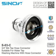 Sinor S-03-C Stainless Steel Bib Tap Nozzle Adapter  - Image 5