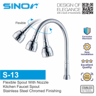 Sinor S-13 Stainless Steel Flexible Spout With Nozzle Kitchen Sink Tap Spout