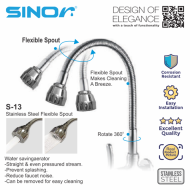 Sinor S-13 Stainless Steel Flexible Spout With Nozzle Kitchen Sink Tap Spout - Image 4