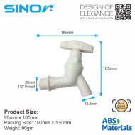 Sinor SBBC-100 ABS 1/2" T Handle Bib Tap (10pcs/pkt) - Image 6