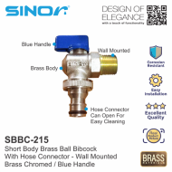 Sinor SBBC-215 Short Body Brass Ball Bibcock With Hose Connector - Image 2