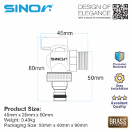 Sinor SBBC-215 Short Body Brass Ball Bibcock With Hose Connector - Image 5