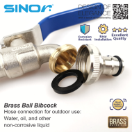 Sinor SBBC-216 Stainless Steel Handle Brass Ball Bibcock With Hose Connector - Image 5