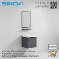 Sinor SBV-4036-GRA 400 x 360mmBathroom Vanities Set Bathroom Mirror Cabinet Set - Image 2