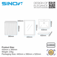 Sinor SBV-4036-GRA 400 x 360mmBathroom Vanities Set Bathroom Mirror Cabinet Set - Image 3