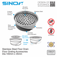 Sinor SD-02 Stainless Steel Floor Drain  - Image 2