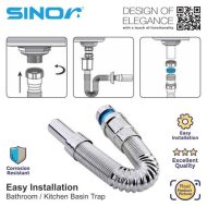 Sinor SD-402-3238 2 in 1 Chrome Flexible Basin Traps - Image 4