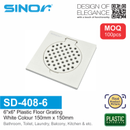 Sinor SD-408-6 6" x 6" Plastic Floor Grating (100pcs/pkt) White Floor Drain