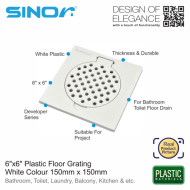 Sinor SD-408-6 6" x 6" Plastic Floor Grating (100pcs/pkt) White Floor Drain - Image 2