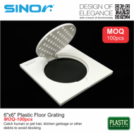 Sinor SD-408-6 6" x 6" Plastic Floor Grating (100pcs/pkt) White Floor Drain - Image 5