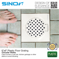 Sinor SD-408-6 6" x 6" Plastic Floor Grating (100pcs/pkt) White Floor Drain - Image 4