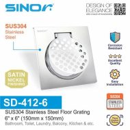 Sinor SD-412-6 SUS304 Stainless Steel Heavy Duty Floor Grating 6"x 6"