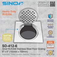 Sinor SD-412-6 SUS304 Stainless Steel Heavy Duty Floor Grating 6"x 6" - Image 5