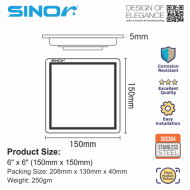 Sinor SD-418-6S SUS304 Stainless Steel Concealed Floor Grating - Image 5