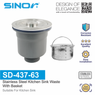 Stainless steel kitchen sink waste with basket