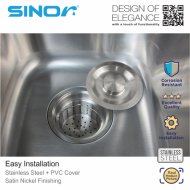 Sinor SD-437-63 Stainless Steel Kitchen Sink Waste With Basket - Image 3
