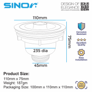 Sinor SD-438-63 Stainless Steel Kitchen Sink Waste - Image 6
